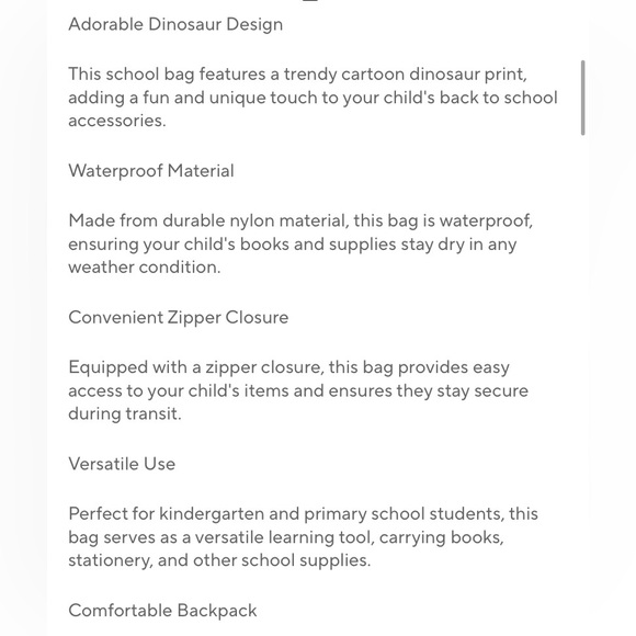 Mini Navy Blue Dinosaur Backpack - Toddlers, Preschool, Kindergarten, Etc. - Picture 10 of 11